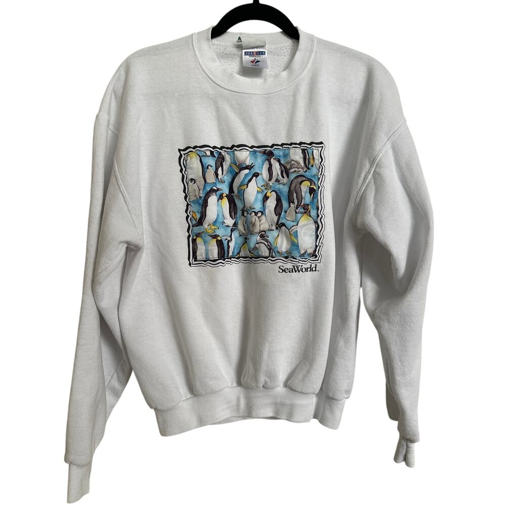 Vintage 90s SeaWorld Penguin Graphic Sweatshirt -‎ Jerzees NuBlend - Size Medium